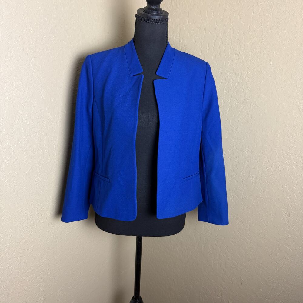 Ann Taylor Petite Blazer Women 8P Cobalt Blue Open Front Stretch NWT $159